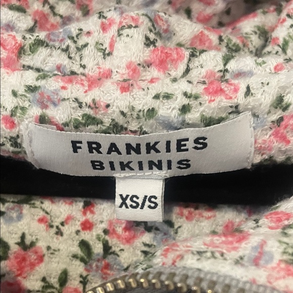 Frankie's Bikinis Gray Hoodie with Floral Accents XS/S - Picture 6 of 8